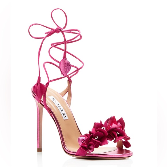 Aquazzura Shoes - Aquazzura Pink Bougainvillea 105 Leather Sandals 38
